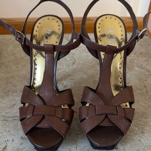BCBG Paris Brown Strappy Sandals